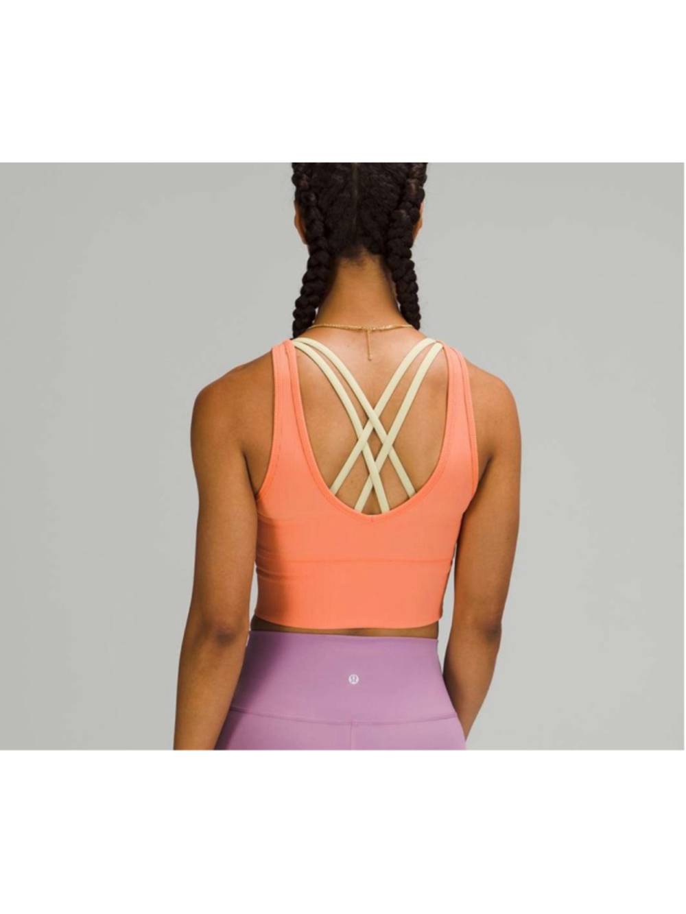 Lululemon Power Pivot Ribbed Tank Reversible 6 Orange Ribbed Workout - Picture 4 of 7